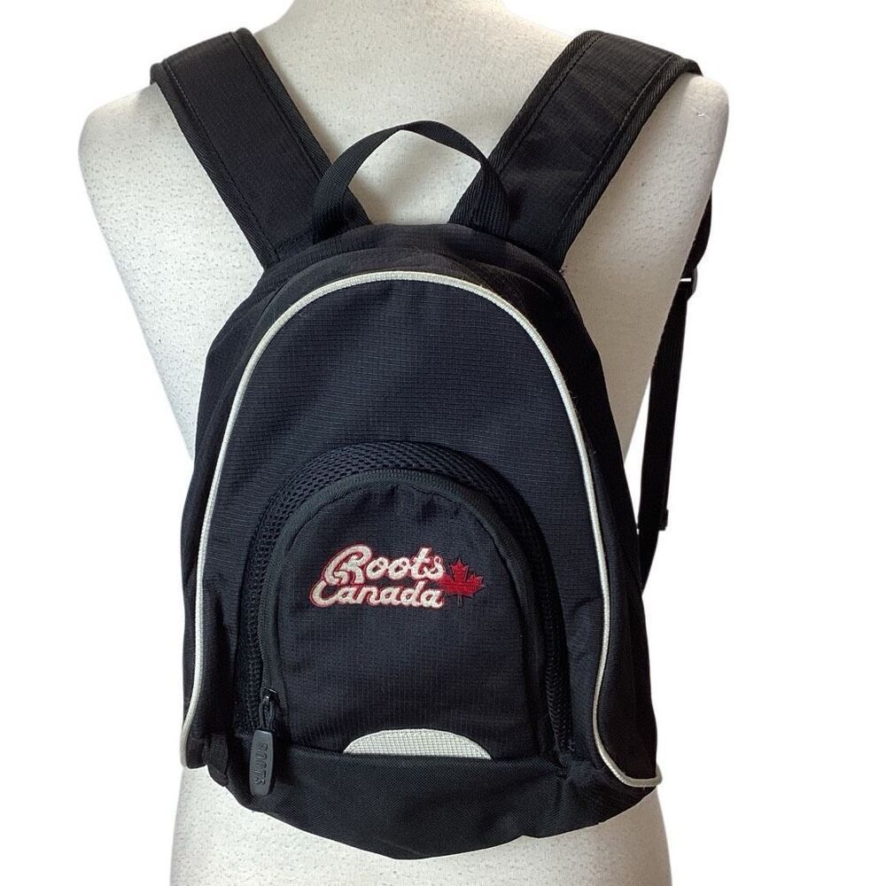 Roots Canada Black Backpack Mini Medium Size Daypack Purse